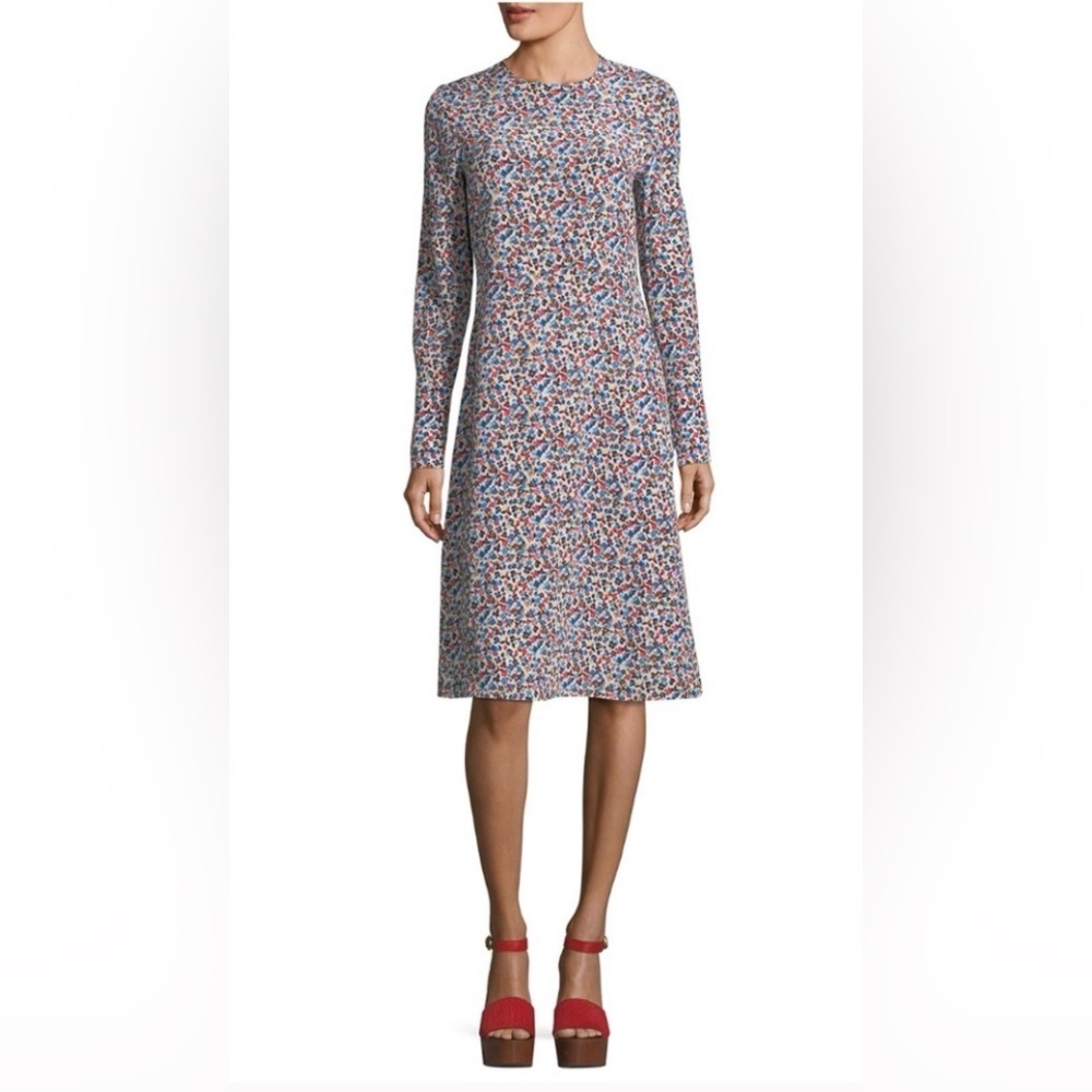 Tory Burch Silk Carlotte Wildflower-Print Long-Sleeve Dress